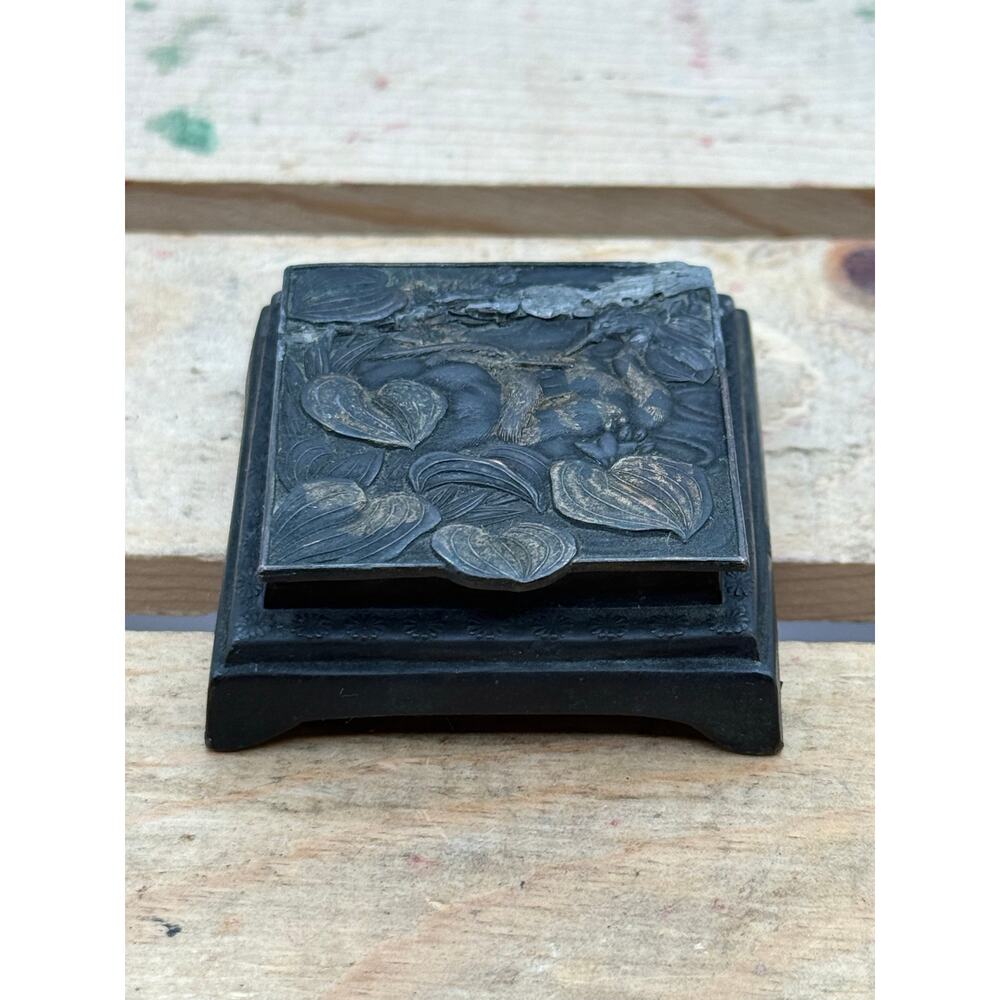 Antique Japanese Mixed-Metal Inkwell / Stamp Box - 2” Wide
